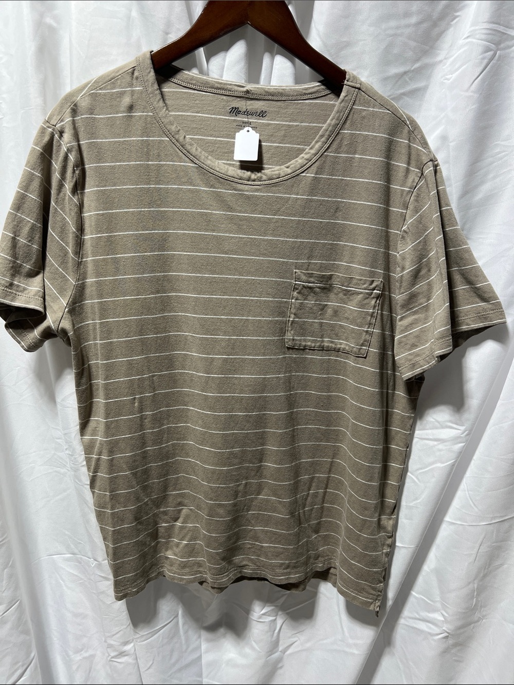 Madewell Men’s Taupe Stripe Pocket Tee